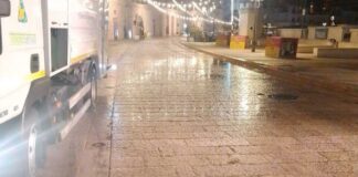 Effettuato nella notte il lavaggio delle strade